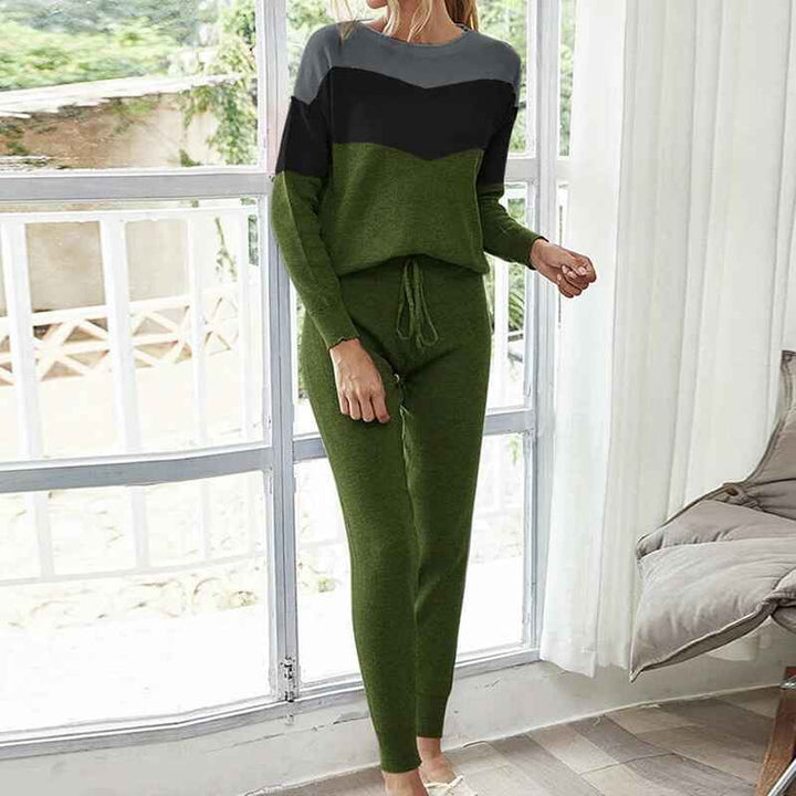 Green-Womens-Fall-Fashion-Outfits-2-Piece-Sweatsuit-Solid-Color-Long-Sleeve-Pullover-Long-Pants-Tracksuit-K298