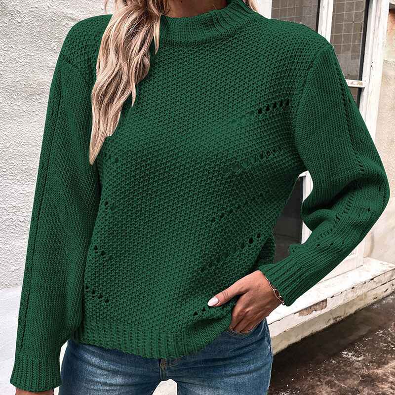 Green-Womens-Fashion-Sweater-Long-Sleeve-Casual-Ribbed-Knit-Winter-Clothes-Pullover-Sweaters-Blouse-Top-K403