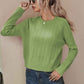       Green-Womens-Fine-Gauge-Stretch-Crewneck-Pullover-Sweater-K375