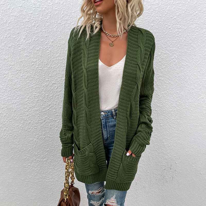 Green-Womens-Long-Sleeve-Cable-Knit-Cardigan-Sweaters-Open-Front-Fall-Outwear-Coat-K077