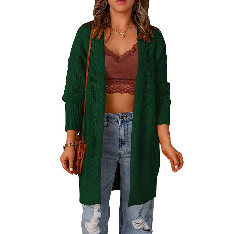 Green-Womens-Long-Sleeve-Cable-Knit-Cardigan-Sweaters-Open-Front-Fall-Outwear-Coat-K102