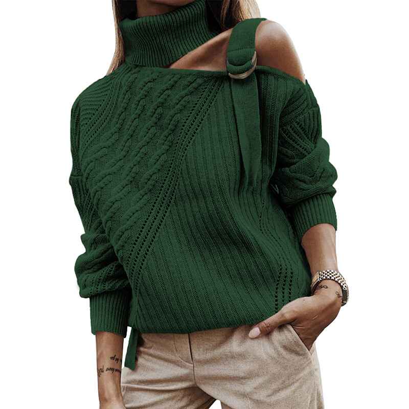 Green-Womens-Long-Sleeve-Cold-Shoulder-Turtleneck-Knit-Sweater-Tops-Pullover-Casual-Loose-Jumper-Sweaters-K195