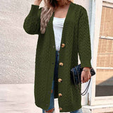 Green-Womens-Open-Front-Button-Down-Long-Sleeve-Sweater-Cardigan-Outwear-with-Pocket-K396
