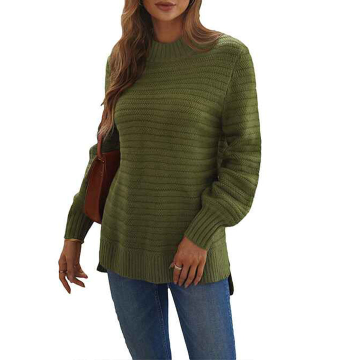 Green-Womens-Turtleneck-Sweaters-Long-Sleeve-Pullover-Cable-Knit-Sweaters-Soft-Jumper-K163