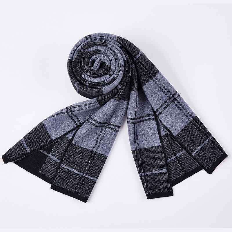     Grey-Mens-Cashmere-Feel-Winter-Plaid-Scarf-Buffalo-Check-Scarves-D001-Front