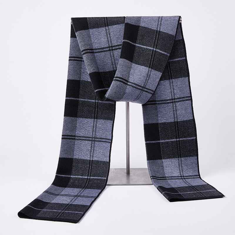 Grey-Mens-Cashmere-Feel-Winter-Plaid-Scarf-Buffalo-Check-Scarves-D001