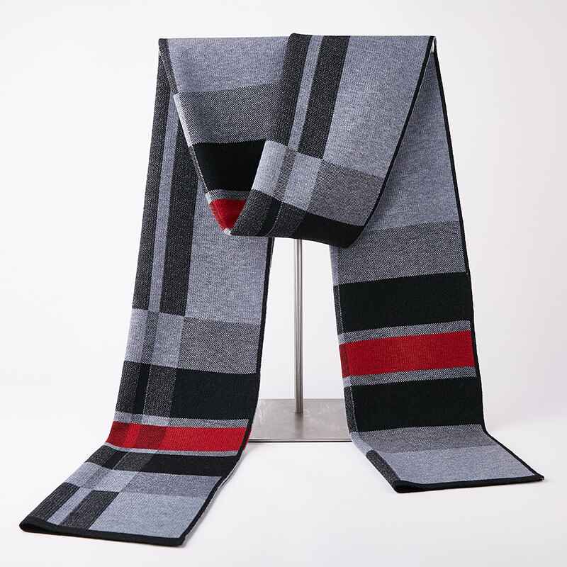 Grey-Scarf-for-Men-Reversible-Elegant-Classic-Cashmere-Feel-Scarves-for-Spring-Fall-Winter-D004