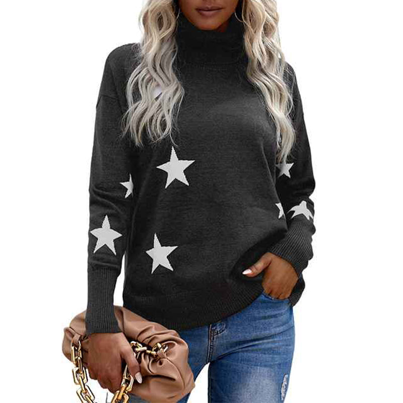    Grey-Womens-Casual-Turtleneck-Batwing-Sleeve-Slouchy-Oversized-Ribbed-Knit-Tunic-Sweaters-Pullover-K158