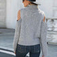 Grey-Womens-Cold-Shoulder-Sweaters-High-Neck-Long-Sleeve-Oversized-Knitted-Jumper-Pullover-Sweater-Tops-K171-Back
