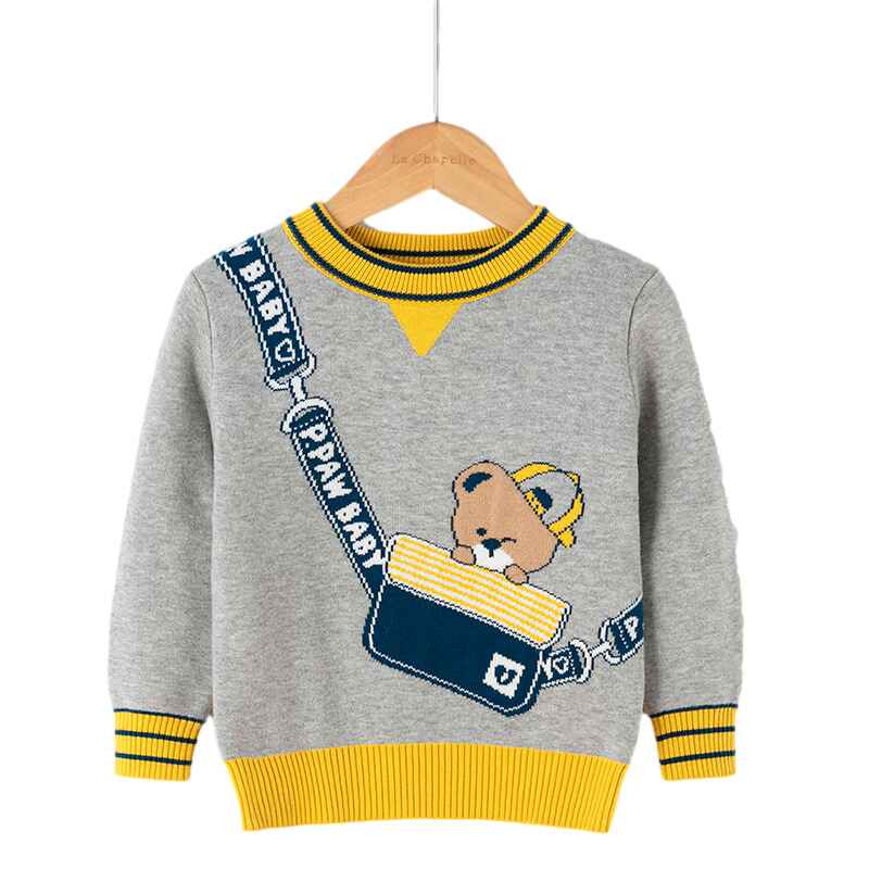 Grey-kids-Cute-Cotton-Pullover-Loose-O-Neck-Jumper-Sweater-Long-Sleeve-Knit-Tops-V044