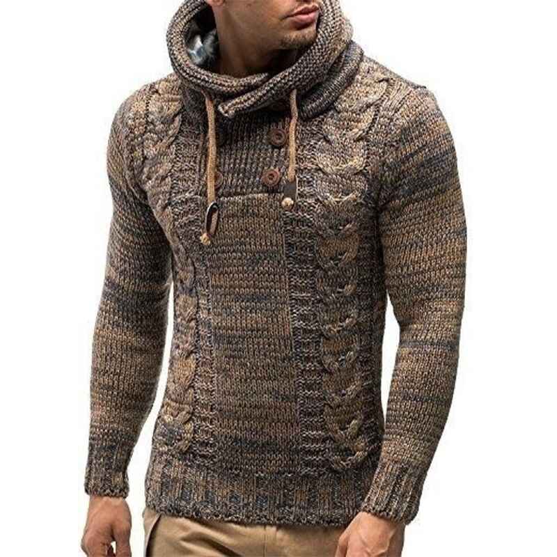 Khaki-Mens-Knitted-Sweater-Slim-Pullover-Sweaters-for-Men-with-Hoodie-G003