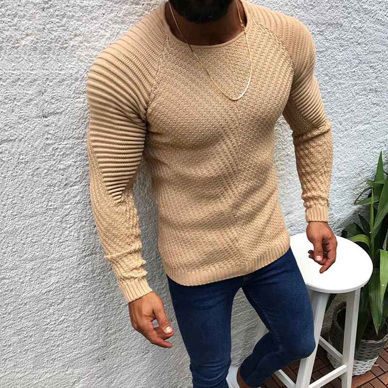 Khaki-Mens-Round-Neck-Sweater-and-Pullovers-Casual-Slim-Fit-Basic-Long-Sleeve-Knitted-Thermal-Crew-G033