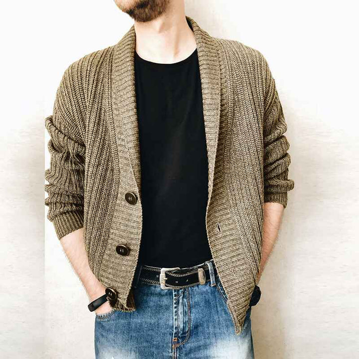     Khaki-Mens-Stylish-Knitted-Shawl-Cardigan-Sweater-Button-Casual-Winter-Long-Sleeve-Solid-Sweaters-G025