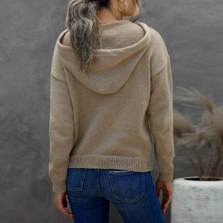 Khaki-Women_s-Pullover-Hoodie-Button-Collar-Drawstring-Long-Sleeve-Sweatshirt-with-Pockets-back