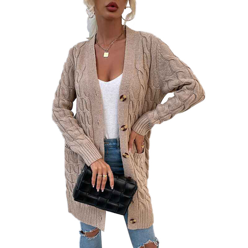 Khaki-Womens-Cable-Knit-Open-Front-Long-Sleeve-Cardigan-Sweater-with-Pocket-K078