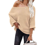 Khaki-Womens-Casual-Long-Sleeve-Sweaters-Crew-Neck-Solid-Color-Soft-Ribbed-Knitted-Oversized-Pullover-Loose-Fit-Jumper-K025