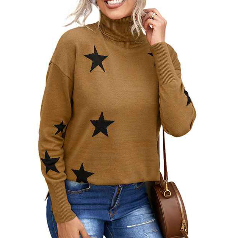 Khaki-Womens-Casual-Turtleneck-Batwing-Sleeve-Slouchy-Oversized-Ribbed-Knit-Tunic-Sweaters-Pullover-K158