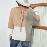 Khaki-Womens-Color-Block-Sweater-Round-Neck-Long-Sleeve-Loose-Pullover-Casual-Sweaters-Top-K258-Back