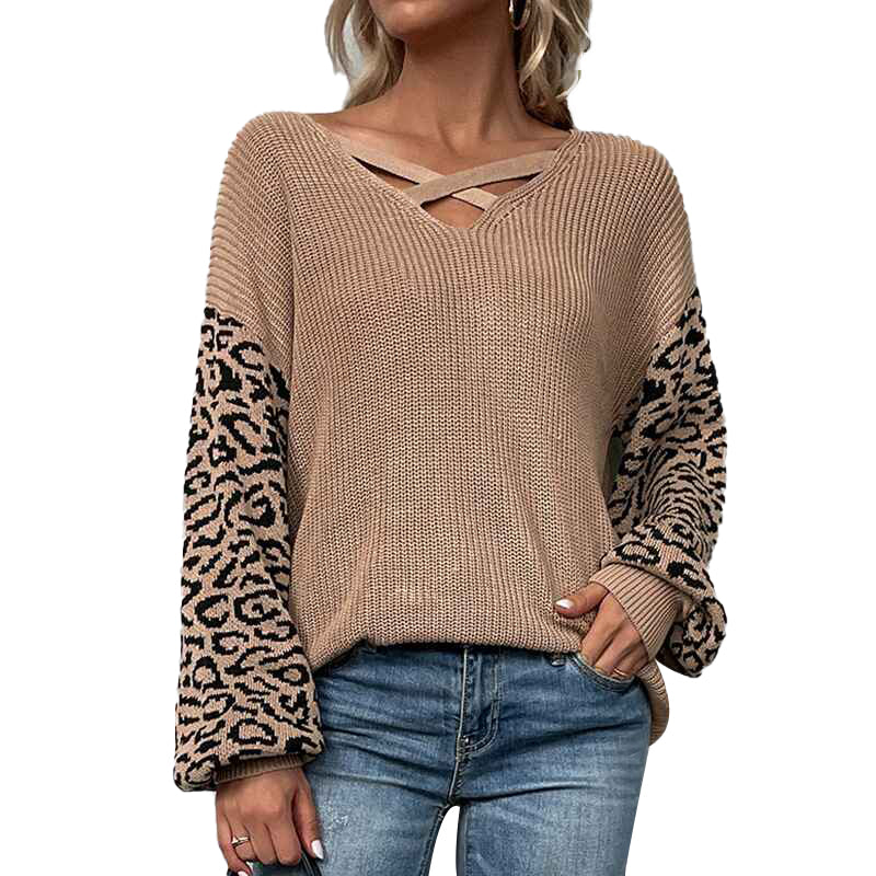 Khaki-Womens-Fall-Pullover-Sweater-Tops-Leopard-Print-Knitted-Sweaters-Jumper-Tops-Long-Sleeve-Cable-Knit-Sweaters-Sweatshirt-K413