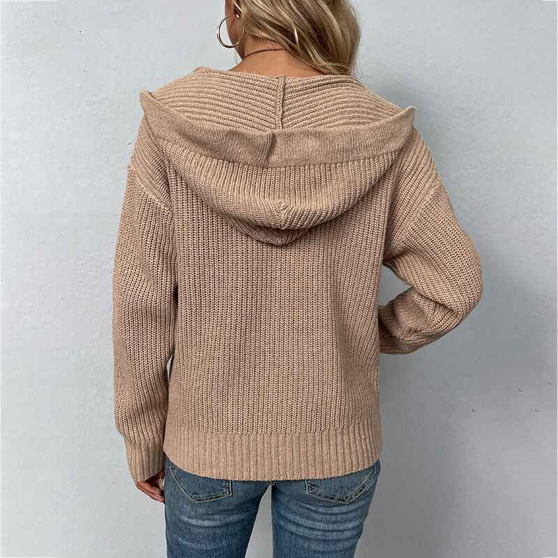 Khaki-Womens-Hooded-Cardigan-Sweater-Oversized-Slouchy-Batwing-Knit-Jacket-Zip-Up-Lightweight-Baggy-Cute-Knitted-Coat-K238-Back