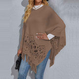Khaki-Womens-Knitted-Tassel-Shawl-Asymmetric-Hem-Poncho-Fringed-Pullover-Sweater-Solid-Color-Cowl-Neck-Top-Coat-Wrap-Cape-K306