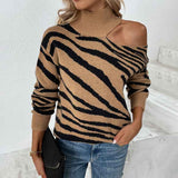 Khaki-Womens-Loose-Warm-Off-Shoulder-Turtleneck-Lightweight-Soft-Pullover-Cutout-Long-Sleeve-Jumper-Sweaters-K418-Front