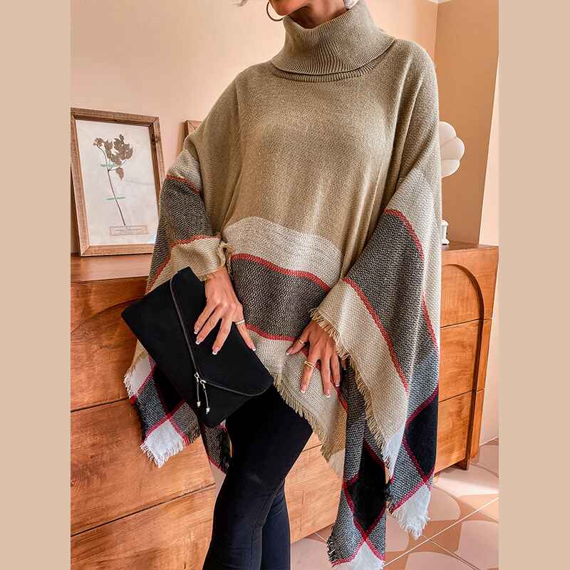 Khaki-Womens-Shawl-Wraps-Poncho-Sweater-Open-Front-Cape-Cardigan-for-Fall-Winter-Holiday-K307