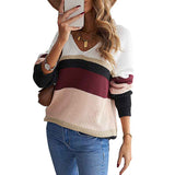 Khaki-Womens-Sweaters-Long-Sleeve-V-Neck-Striped-Color-Block-Pullover-Casual-Loose-Knitted-Tops-K133