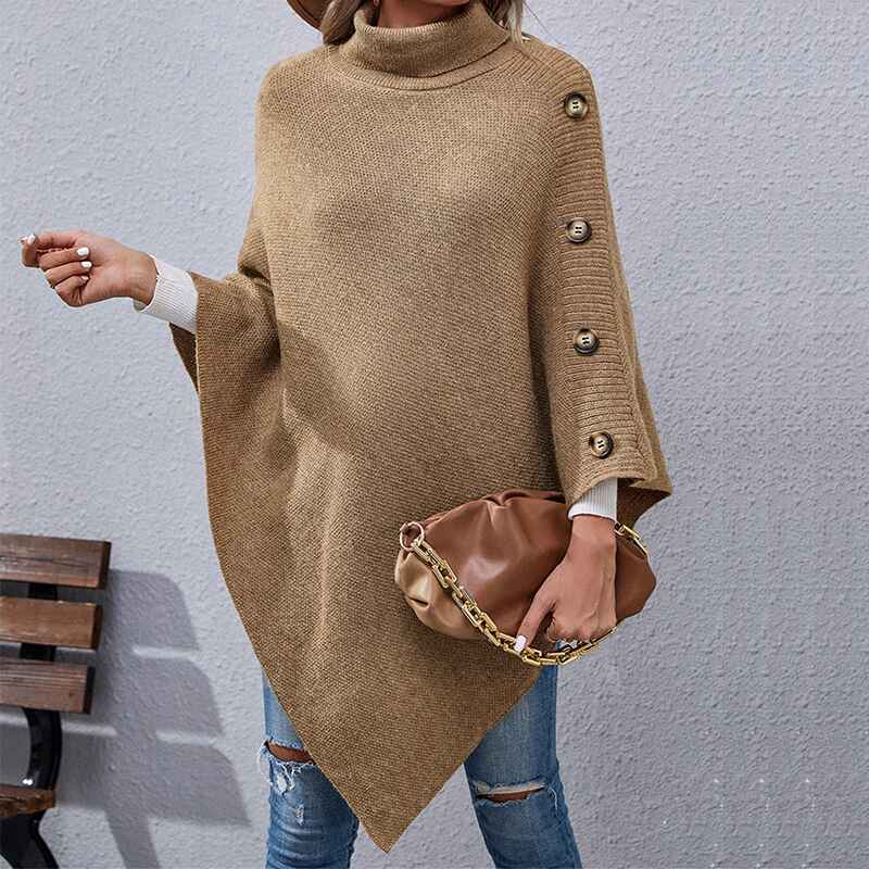 Khaki-Womens-Versatile-Knitted-Scarf-Poncho-Sweater-with-Buttons-Light-Weight-Spring-Summer-Fall-Shawl-Poncho-Cape-Cardigan-K372