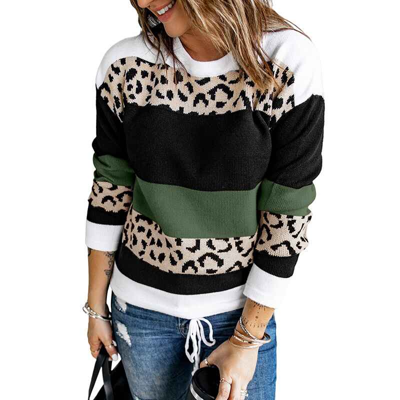 Leopard-Print-Green-Womens-Leopard-Print-Color-Block-Tunic-Round-Neck-Long-Sleeve-Shirts-Striped-Causal-Blouses-Tops-K200-tops