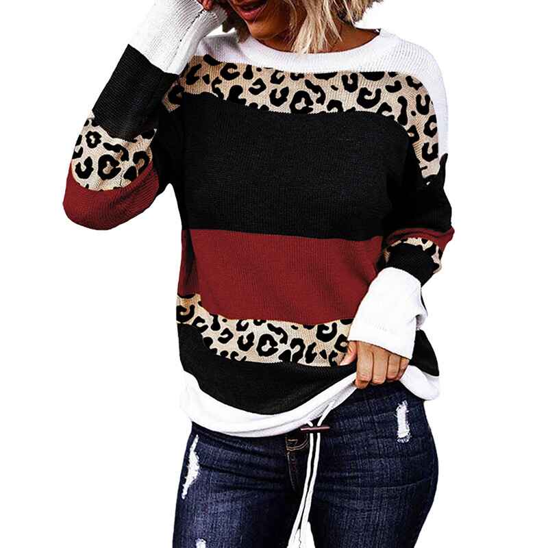 Leopard-Print-red-Womens-Leopard-Print-Color-Block-Tunic-Round-Neck-Long-Sleeve-Shirts-Striped-Causal-Blouses-Tops-K200-tops