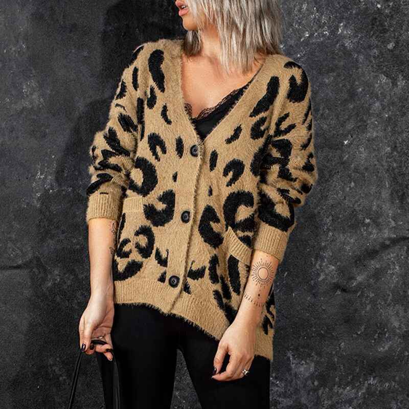 Leopard-Womens-Leopard-Print-Knitted-Sweater-Cardigan-Open-Front-Coat-Outwear-with-Pockets-K111-Front