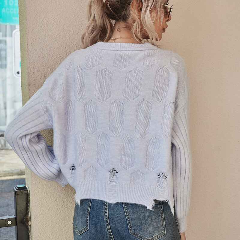 Light-Blue-CrewAstylish-Women-Sexy-Loose-Crew-Neck-Ripped-Knitted-Pullover-Crop-Sweater-Top-K357-Back