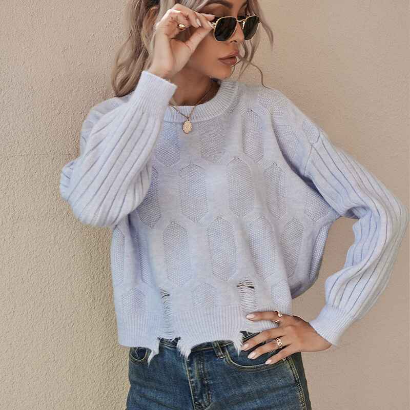 Light-Blue-CrewAstylish-Women-Sexy-Loose-Crew-Neck-Ripped-Knitted-Pullover-Crop-Sweater-Top-K357