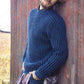    Light-Dark-Blue-Mens-Crewneck-Cable-Cotton-Sweater-G030