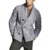 Light-Gray-Mens-Cable-Knit-Cardigan-Sweater-Shawl-Collar-Loose-Fit-Long-Sleeve-Casual-G062