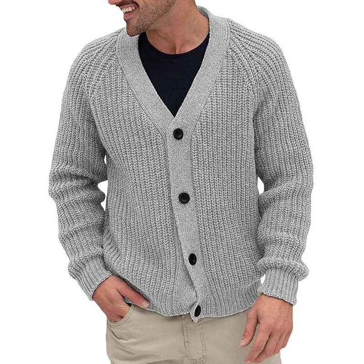 Light-Gray-Mens-Cardigan-Sweaters-Casual-Cable-Knitted-Sweater-Button-Down-Cardigan-G045