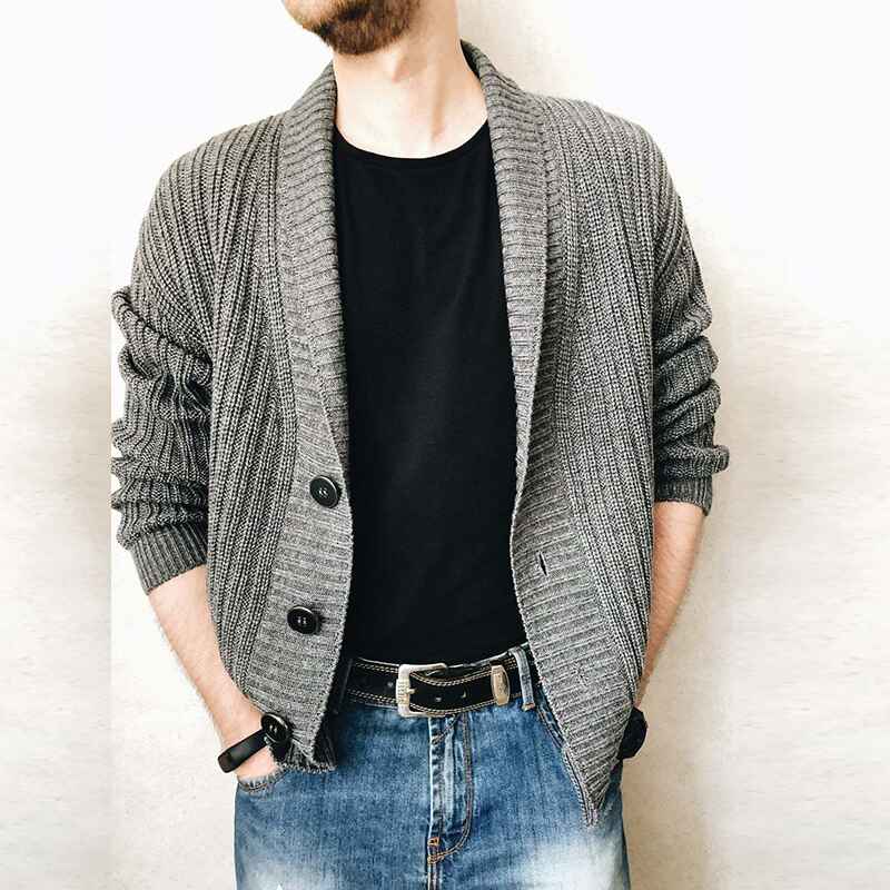 Light-Gray-Mens-Stylish-Knitted-Shawl-Cardigan-Sweater-Button-Casual-Winter-Long-Sleeve-Solid-Sweaters-G025