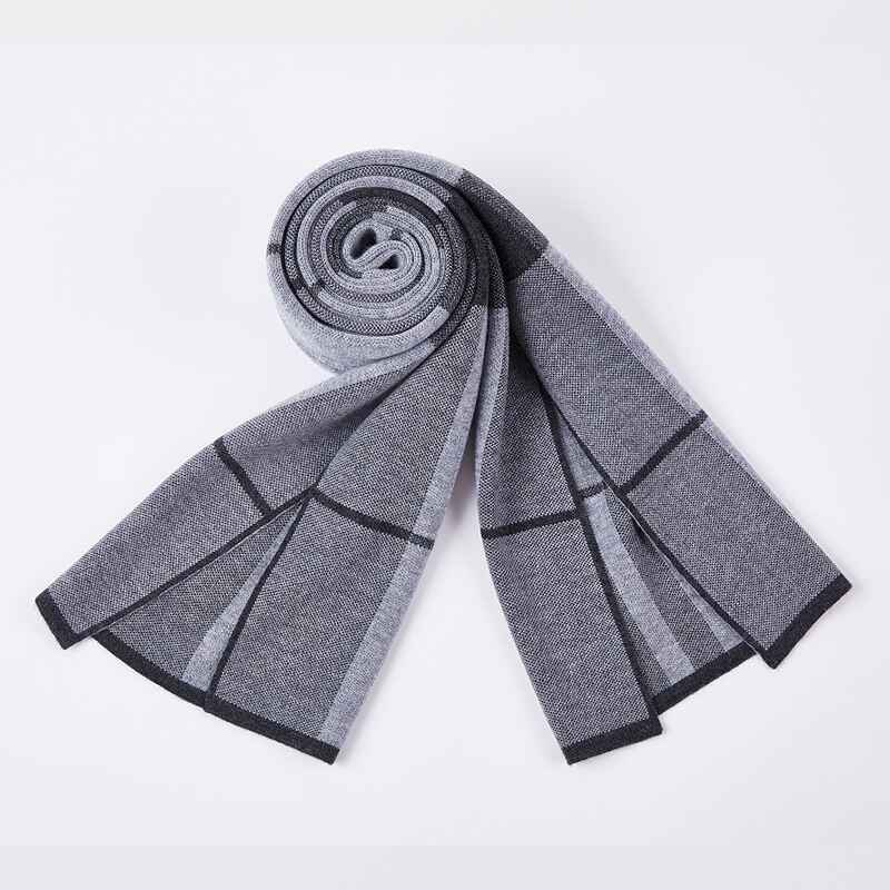 Light-Gray-Mens-Winter-Warm-Cashmere-Scarf-Plaid-Tassel-Scarf-for-Men-Soft-Long-Cotton-D014-Front