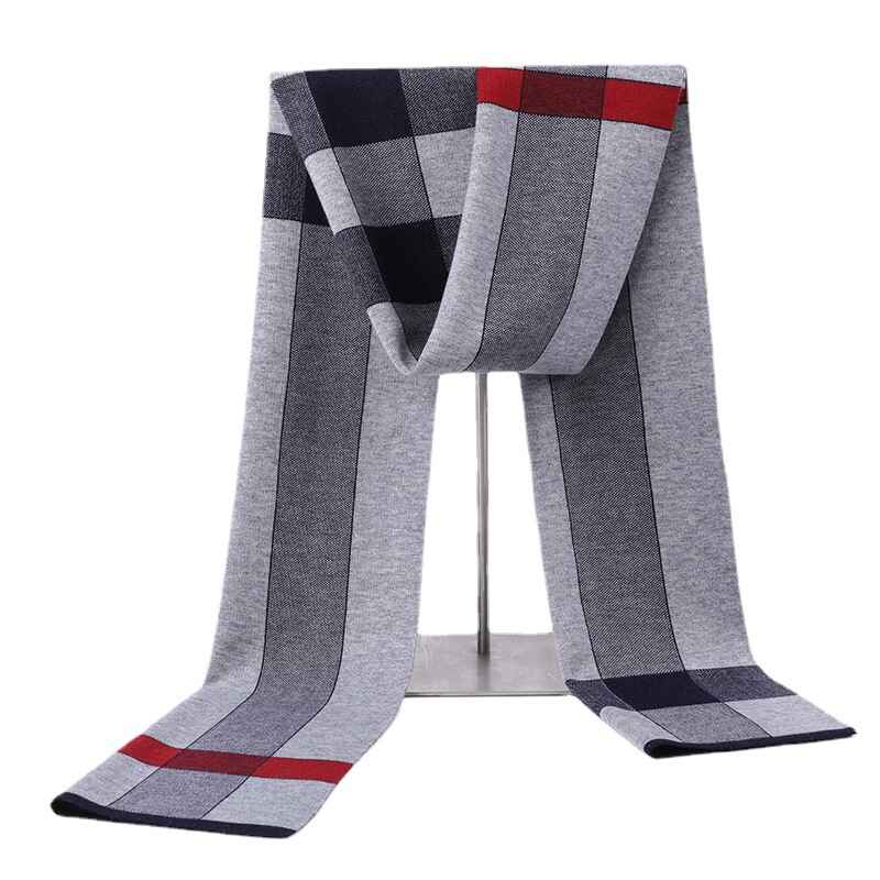 Light-Gray-Plaid-Striped-Wool-Scarf-for-Men-Winter-Soft-Thick-Cashmere-Knit-Scarves-D012-Front