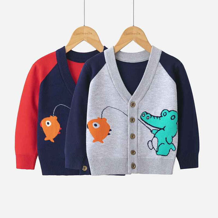 Little-Boys-Button-Up-Cardigan-Sweater-V-Neck-Soft-Knit-V007