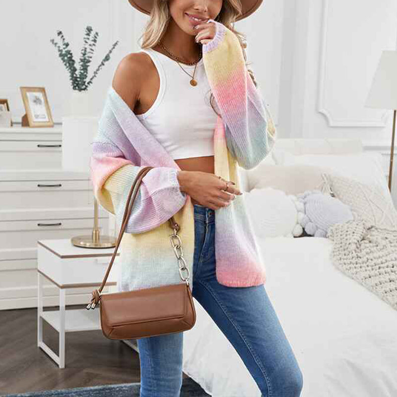 Multicolor-Womens-Cardigan-Color-Block-Striped-Draped-Kimono-Cardigans-Long-Sleeve-Open-Front-Casual-Knit-Sweaters-Coat-Outwear-K110-Front