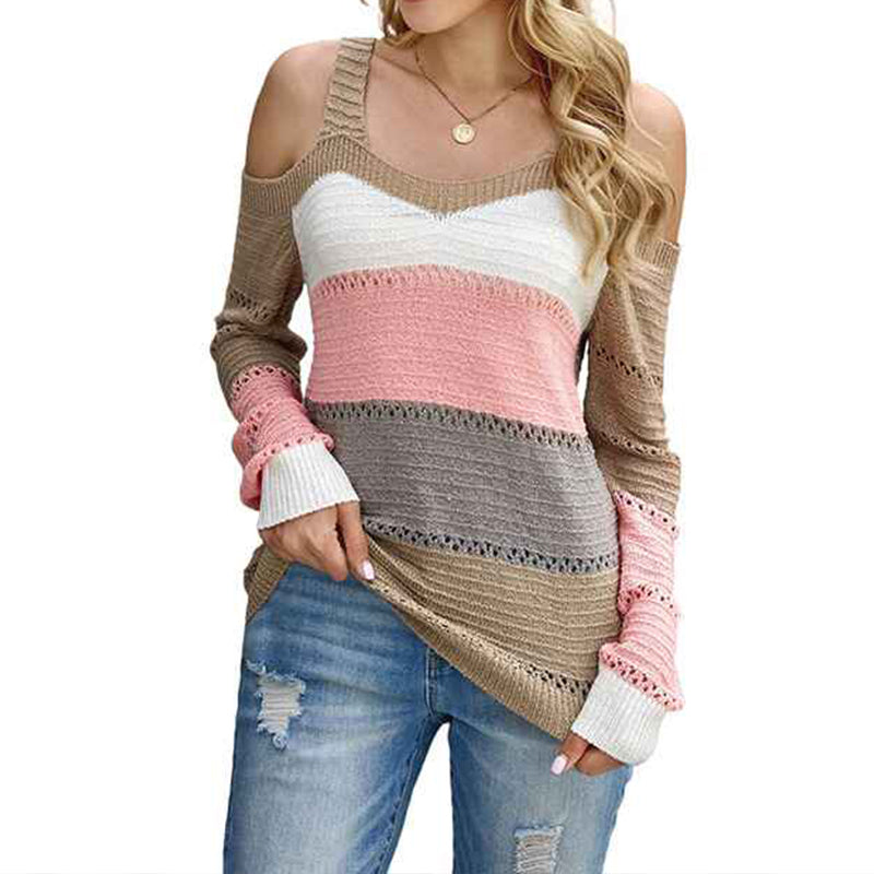 Multicolor-Womens-Cold-Shoulder-Sweater-Long-Sleeve-Backless-Knit-Pullover-Tops-K187