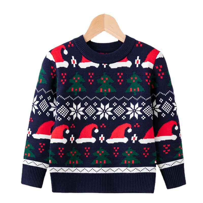 Navy-Blue-Little-Boys-Girls-Ugly-Christmas-Sweater-Crewneck-Knit-Cute-Pullover-V035