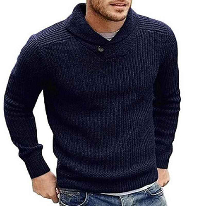Navy-Blue-Mens-Shawl-Collar-Pullover-Sweater-Slim-Fit-Casual-Button-Cable-Knit-Sweaters-G044