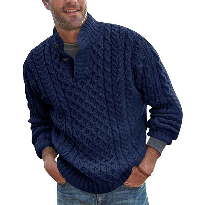 Navy-Blue-Mens-Shawl-Collar-Pullover-Sweater-Slim-Fit-Casual-Button-Cable-Knit-Sweaters-G059