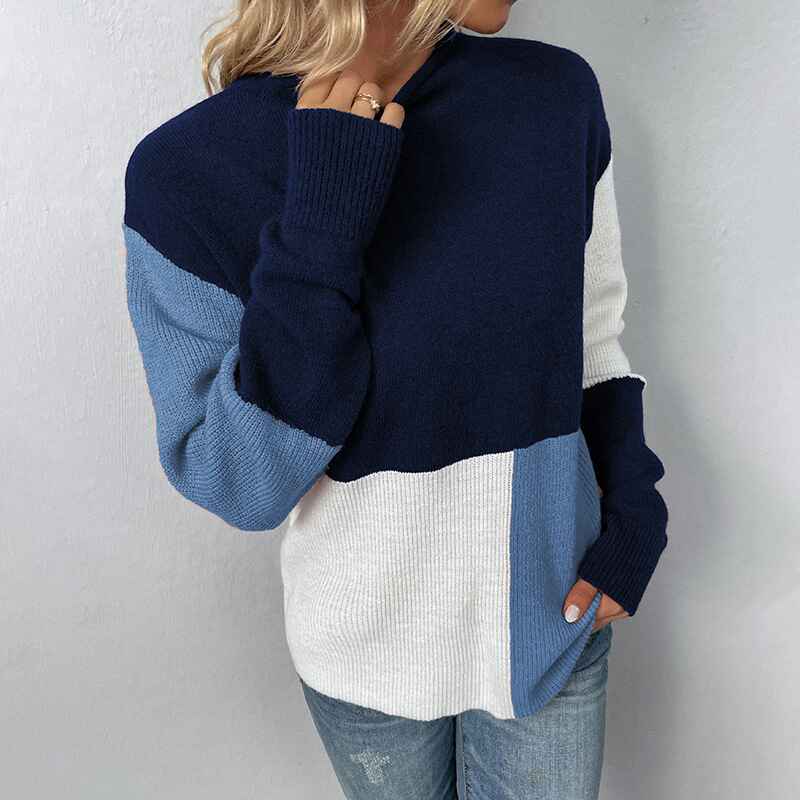    Navy-Blue-Women-Sweater-Long-Sleeve-Color-Block-Knit-Pullover-Sweaters-Crew-Neck-Patchwork-Casual-Loose-Jumper-Tops-K431