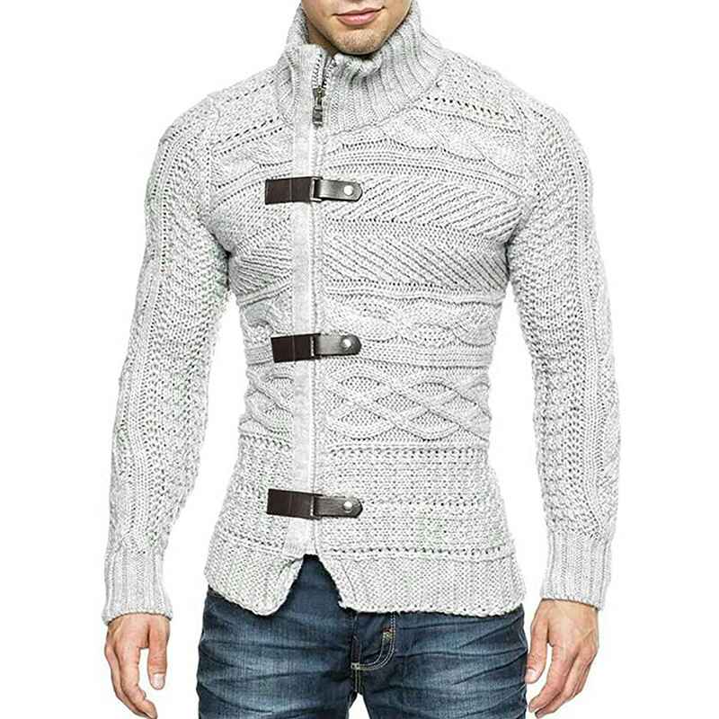 Off-white-Mens-Fashion-Casual-Slim-Fit-Button-Down-Cable-Knitted-Stand-Collar-Cardigan-Sweater-G031