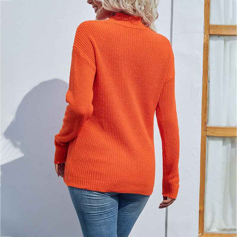 Orange-Red-Womens-Long-Sleeve-Halter-Neck-Cutout-Off-Shoulder-Ribbed-Knit-Loose-Casual-Pullover-Sweater-Top-K227-Back