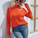Orange-Red-Womens-Long-Sleeve-Halter-Neck-Cutout-Off-Shoulder-Ribbed-Knit-Loose-Casual-Pullover-Sweater-Top-K227-Front-2